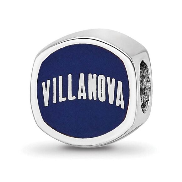 Sterling Silver Rhodium Plated Villanova U. Enamel Cushion Bead Charm - Picture 4 of 6